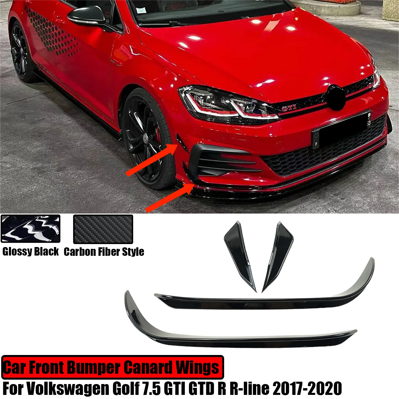 

4 шт., передний бампер для Volkswagen Golf 7,5 GTI GTD R-line 2017-2020