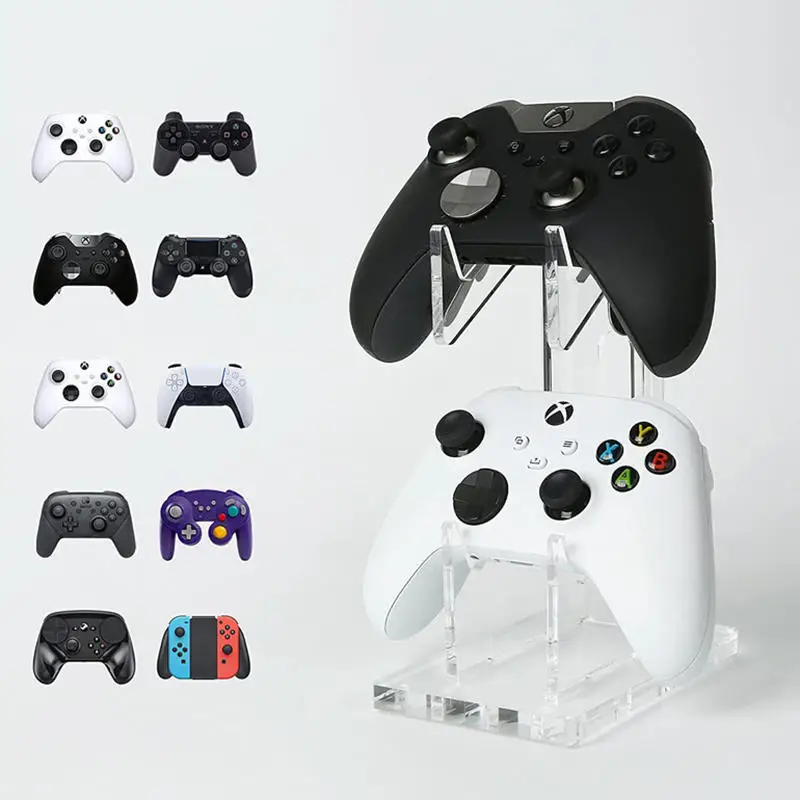 Universeller 2-stufiger Gaming-Controller und Kopfhörerständer, stabiler Desktop-Organizer, transparenter Gamepad-Display-Halter aus Acryl