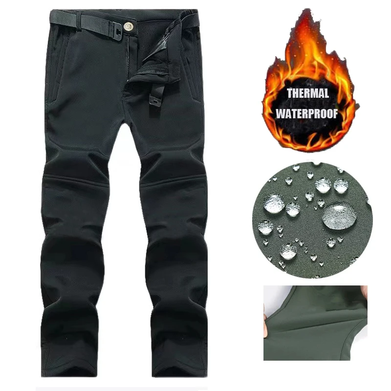 Pantalon Cargo tactique militaire en polaire pour hommes, en peau de requin, pour Camping, randonnée, escalade, Trekking, imperméable, pour l'extérieur, 5XL, hiver