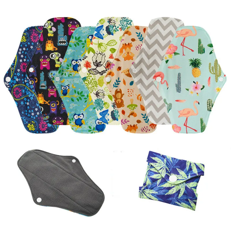 Bamboo Charcoal Reusable Menstrual Pads Women Washable Sanitary Napkin