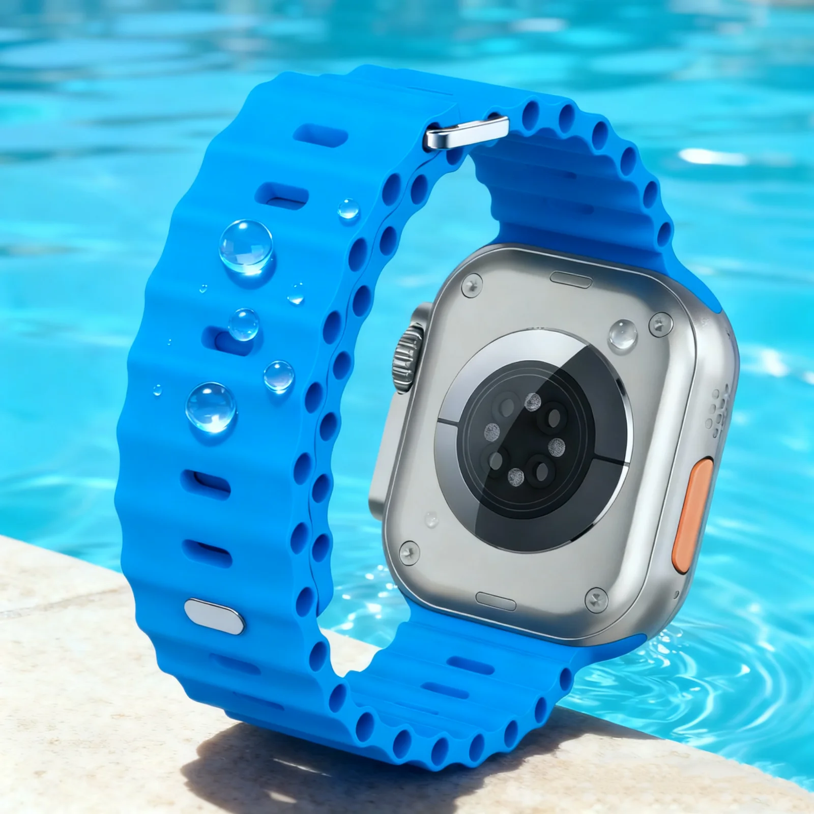 Waterproof Soft Silicone Sports Ocean Watch Strap - 1-Pack Replacement Band