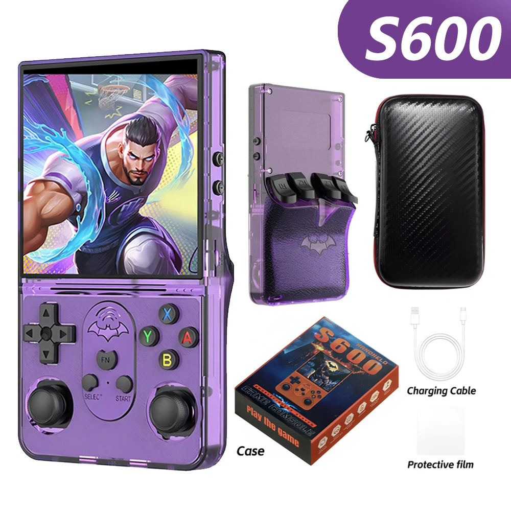 S600 Open Source Game Console 128G Retro Handheld Video Player Linux System 4.0Inch IPS Screen Portable Game Player 18000+ Games