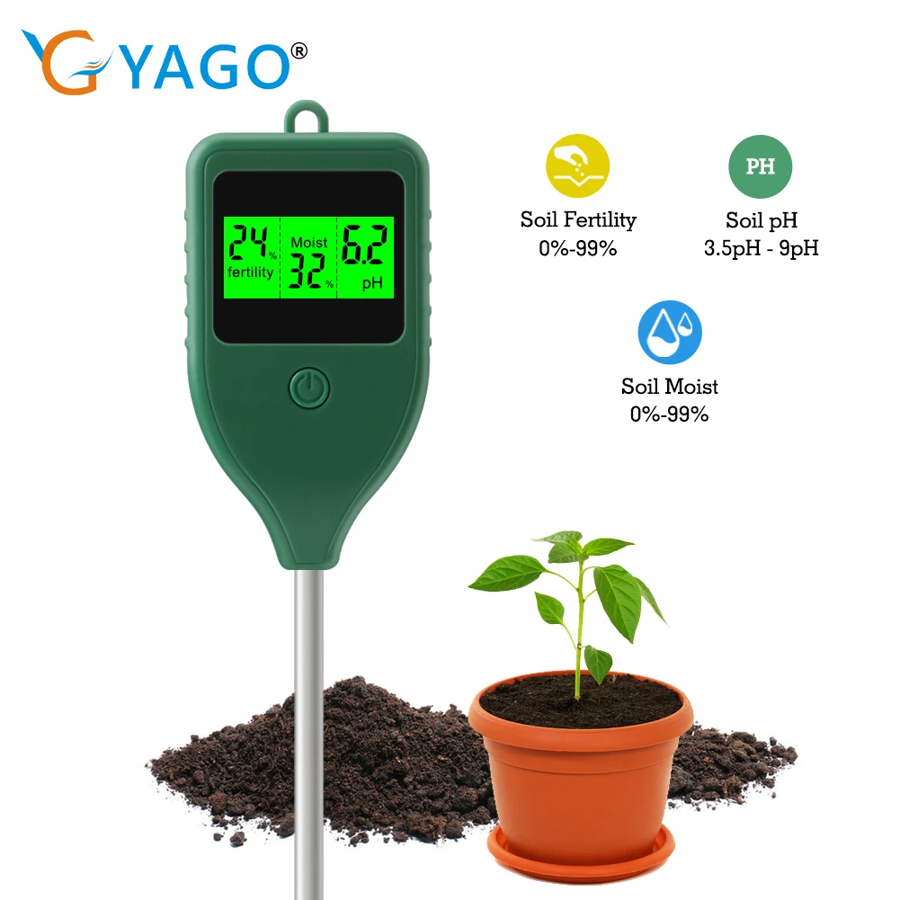 

3 in 1 Digital LCD Display Soil PH Meter Soil Moisture Meter Farm Garden Fertility Tester Detector for Potted Garden