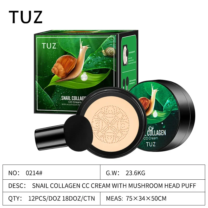 Snail Collagen BB Cream Mushroom Head Air Cushion Foundation CC CreamLiquid Concealer Brightening Oil-control Makeup Cosmetics 2