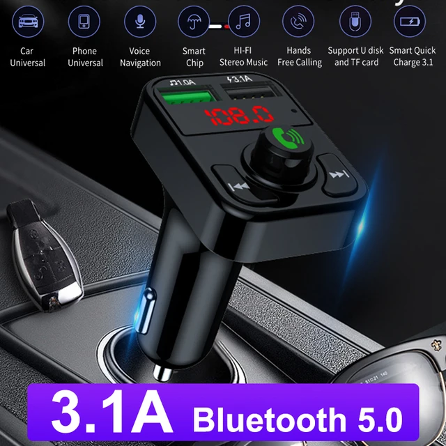 Transmisor FM Bluetooth 5.0,Mechero Coche Adaptador Receptor Manos Libres  para Coche QC3.0 Carga rápida Dual USB Manos Libres Reproductor MP3 :  : Electrónica
