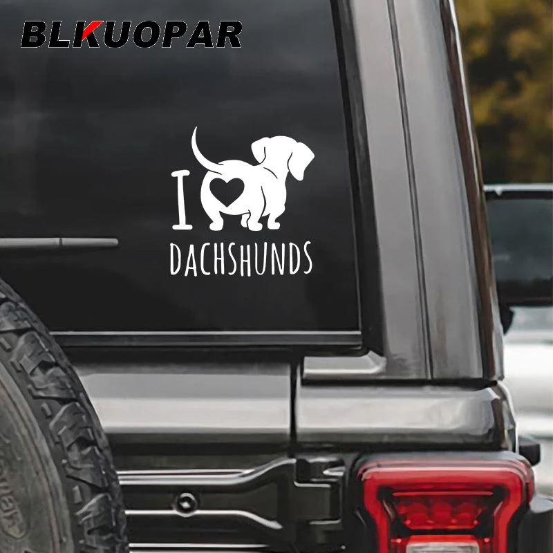 

BLKUOPAR I Love Dachshunds Animals Dog Text Car Stickers Creative Graphics Decal Laptop Windows Caravan ATV Car Door Protector