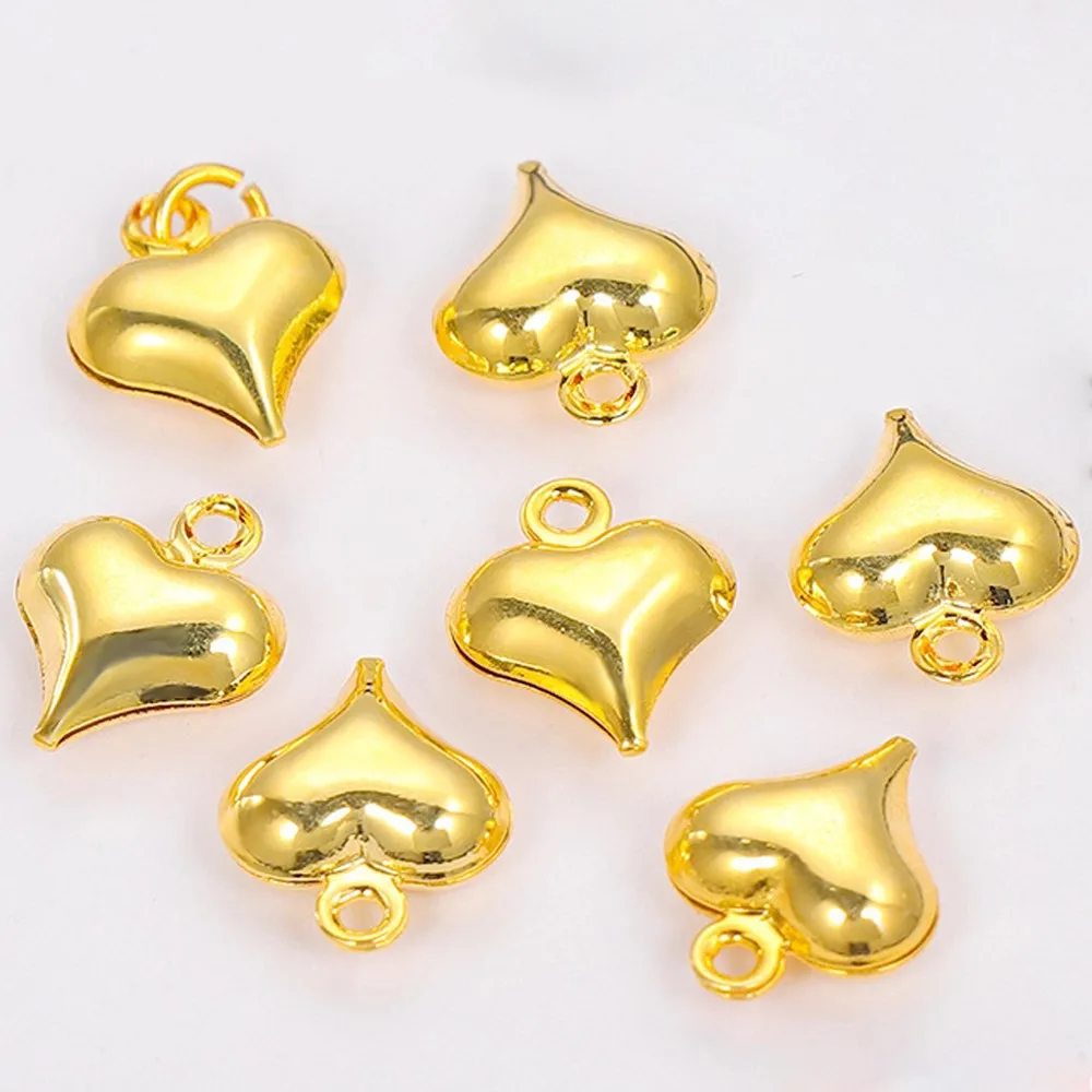 10 Stück 18K vergoldetes Messing Kleine Herz Charms 3D Liebe Baumeln Anhänger für DIY Halskette Armband Ohrring Schmuckherstellung Kein Verblassen