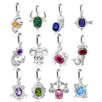 Fit Original Charm Bracelet Necklace 925 Silver 12 Constellation Zodiac Horoscope Symbol Birthstone Bead For Making Berloque DIY 1