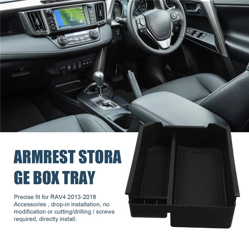 A64M-Car 중앙 콘솔 팔걸이 보관함 Toyota RAV4 2013-2018 용 팔레트 주최자 트레이 글러브 박스