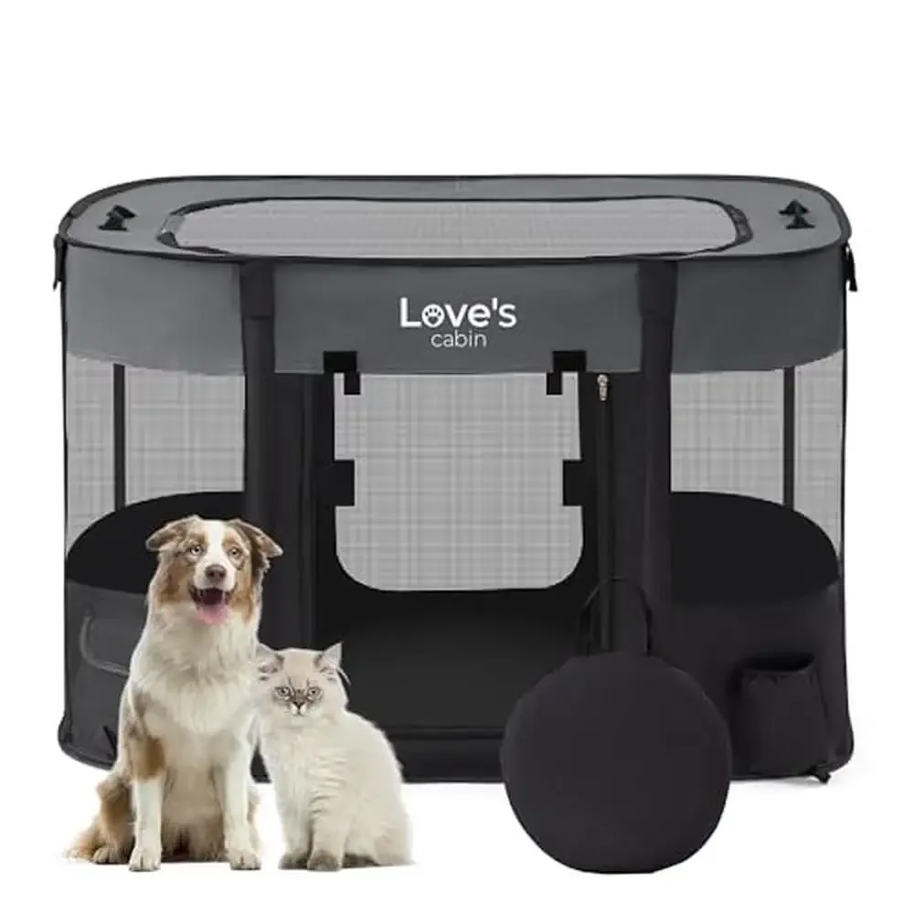 Portable Foldable Dog Playpen Crate Indoor/Outdoor Pet Exercise Kennel Easy Assembly & Storage Scratch-Resistant Mesh Zippered