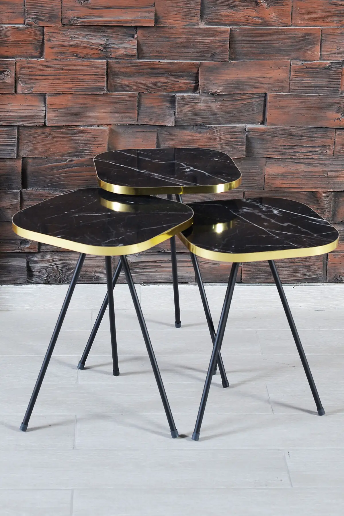 

Modern Nelling Table 3 Pieces Scandinavian Style De Monte Gold Black Legs Tea Coffee Coffee Tables Service Table Square Stylish