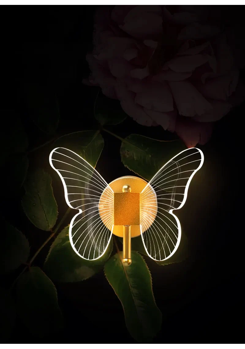 Butterfly LED Wall Lamp Indoor Lighting Home Bedroom Bedside Pendant Lamps Living Room Decoration Interior Wall Light Hanging