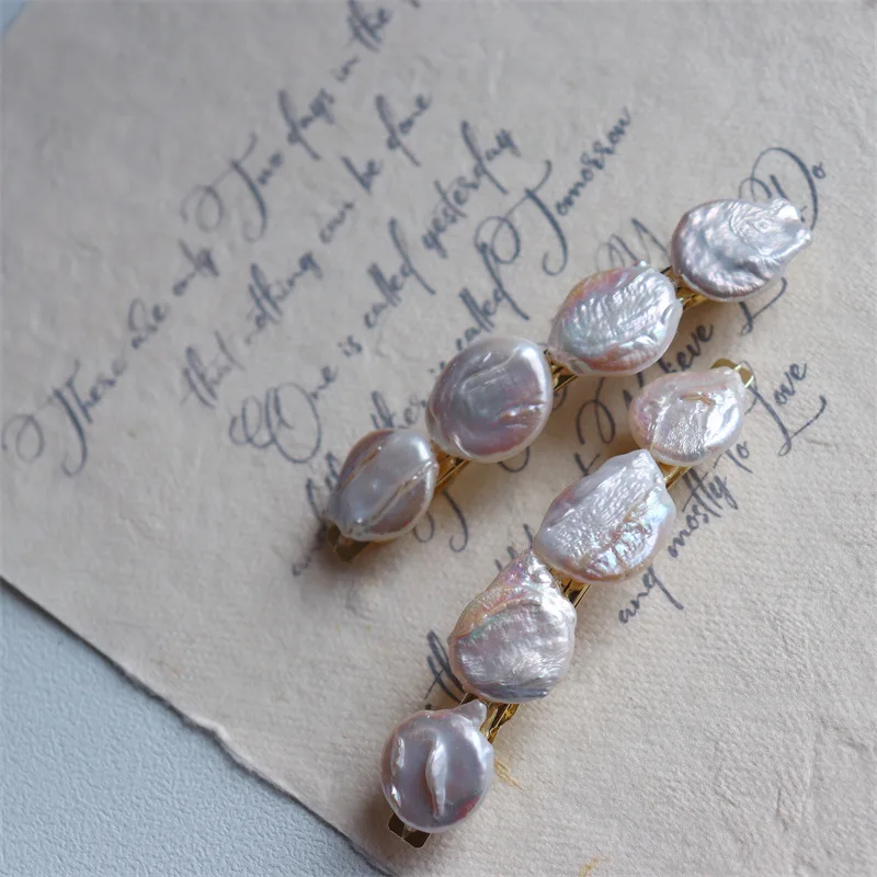 

Natural Pearl Hairpin Barrettes Simple French Retro Baroque Pearl Barrette Hair Clips