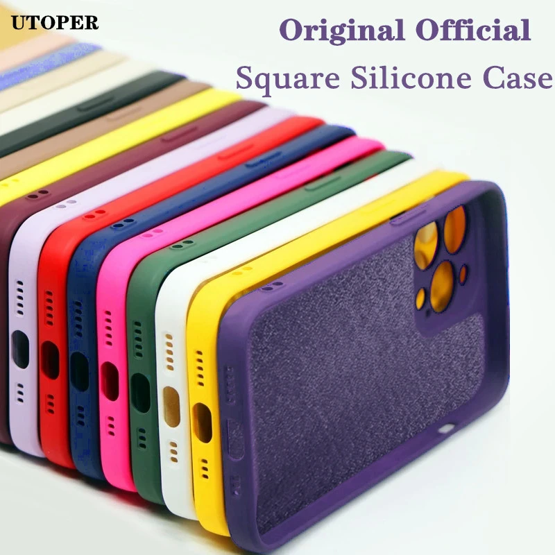 Official Original Square Liquid Silicone Case for iPhone 11 12 13 Pro Max Mini X XR XS Max 7 8 Plus Lens Protection Cover Funda best iphone 13 case