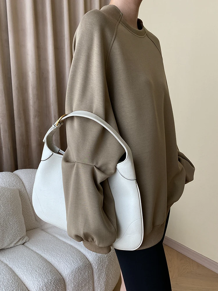 [LANMREM] Fashion Pullover Sweatshirt For Women Round Neck Long Sleeve Female American Style Tops 2024 Spring New 26D5143