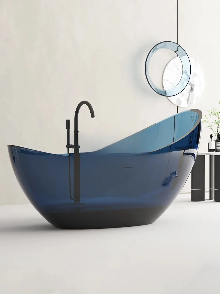 Moon-shaped transparent resin art bathtub Hotel B & B Color crystal freestanding integrated bathtub French