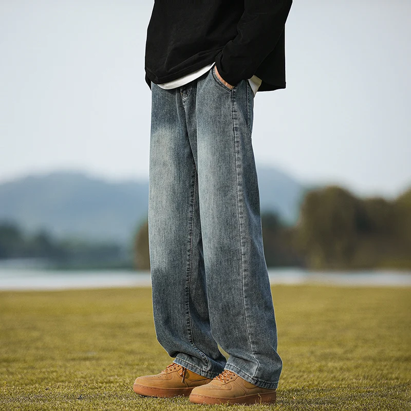 Autumn 2024 Loose Jeans Men's Harajuku Street Straight Casual Cargo Jeans All-match Fashionable Men's/Women's Wide Leg Jeans