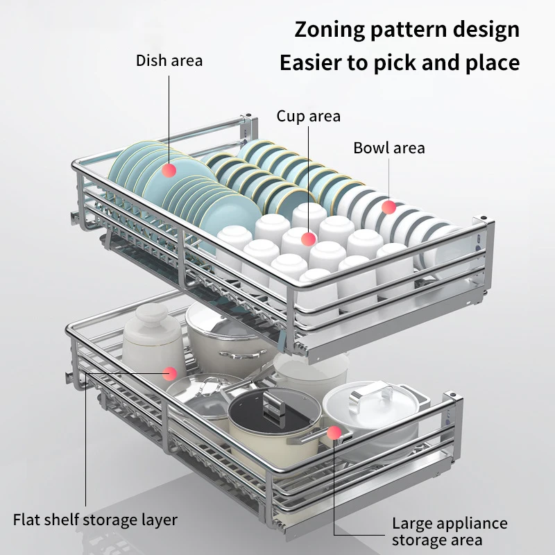 Cabinet Organizer Pull Out Dishes Drying Rack Slide Out Drawers