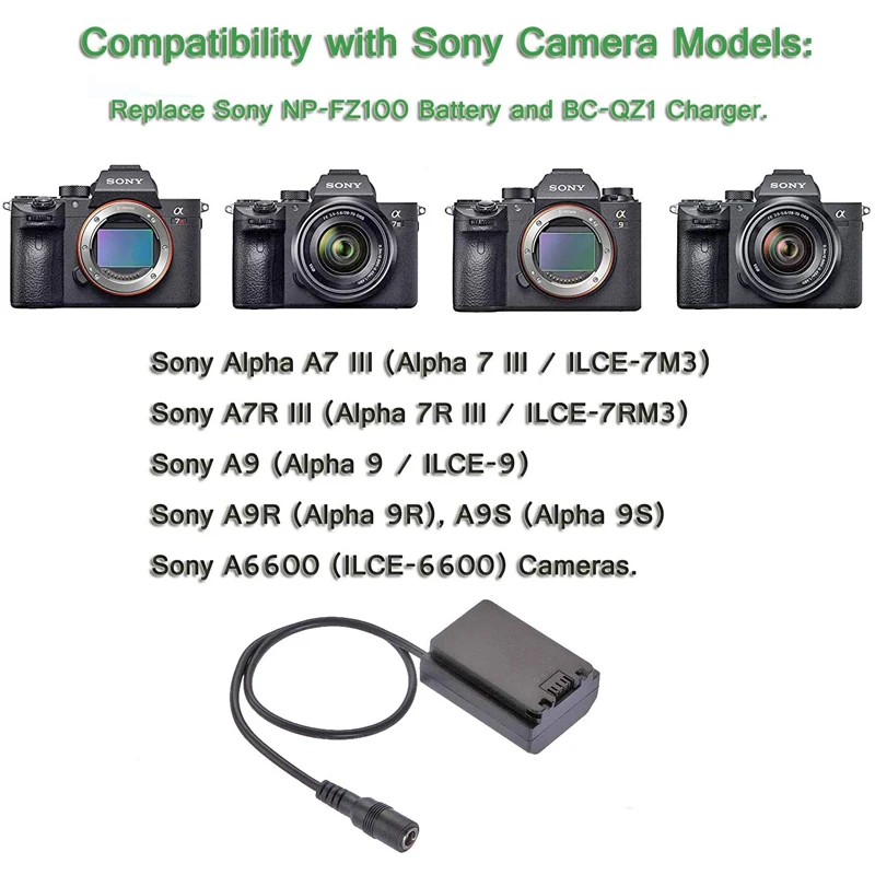 A9R A9S Cameras. A9 A7R III Gonine NP-FZ100 AC Power Adapter Kit for Sony BC-QZ1 Battery Charger and Alpha A7 III 
