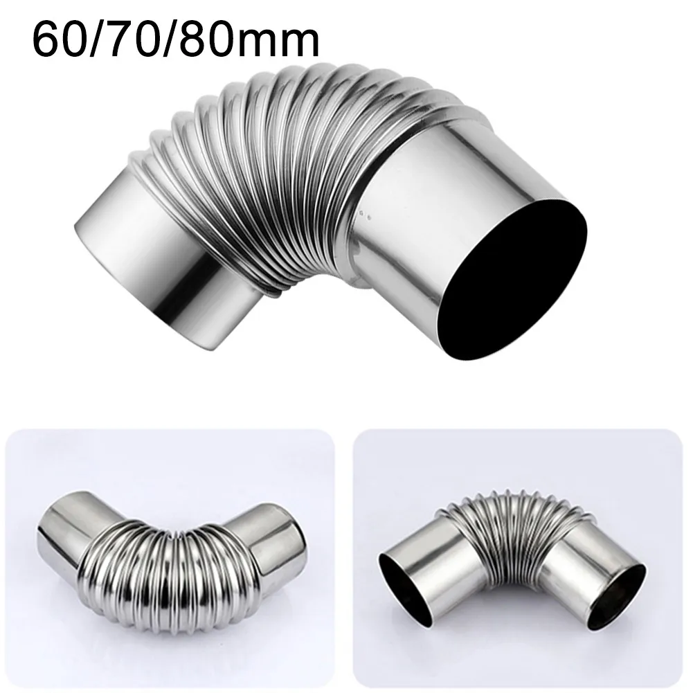 

60/70/80mm Stainless Steel 90-Degree Elbow Chimney Liner Bend 90° Multi-Flue Stove Pipes For Outdoor Camping Wood Stoves Chimney