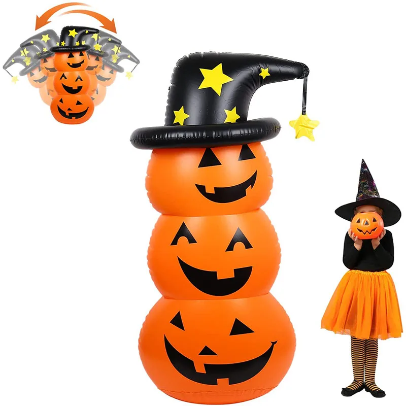

Durable Halloween Outdoor Decor Inflatable Stacked Halloween Pumpkins Tumbler Outdoor Decoration For Lawn Garden Party