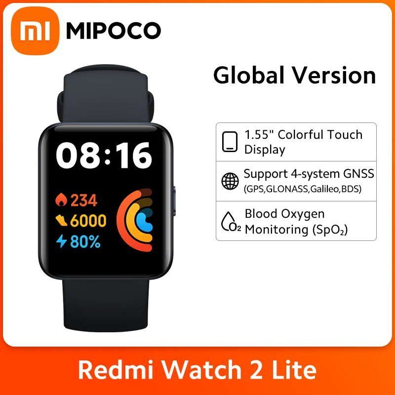 Global Version Xiaomi Redmi Watch 2 Lite Smartwatch 1.55&quot HD GPS Smart Blood Oxygen Sport Bracelets Bluetooth 5.0 Mi Band |