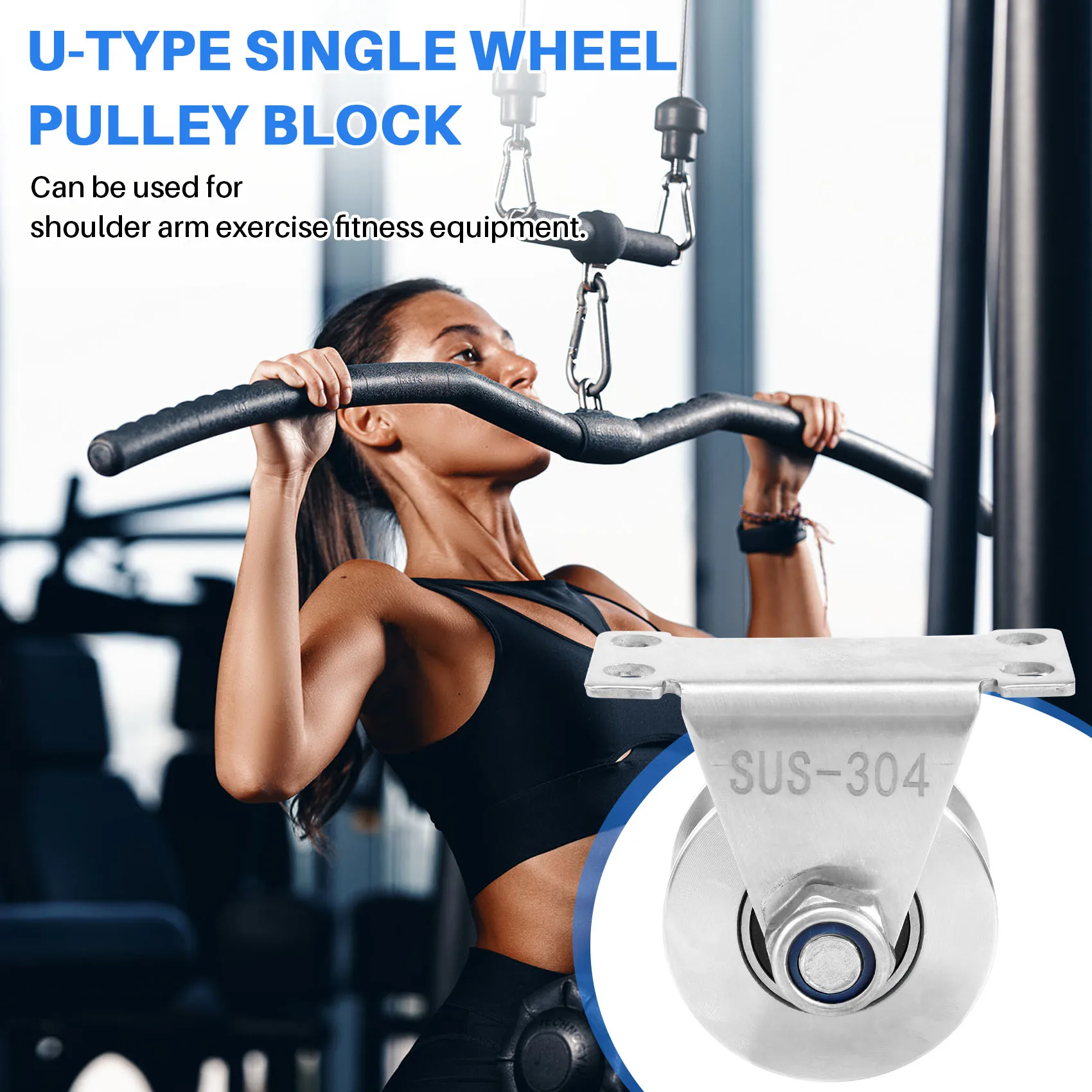 1Pack U-Type Stainless Steel Pulley Block Mute Bearings Groove Sliding Roller Track Wheel 5