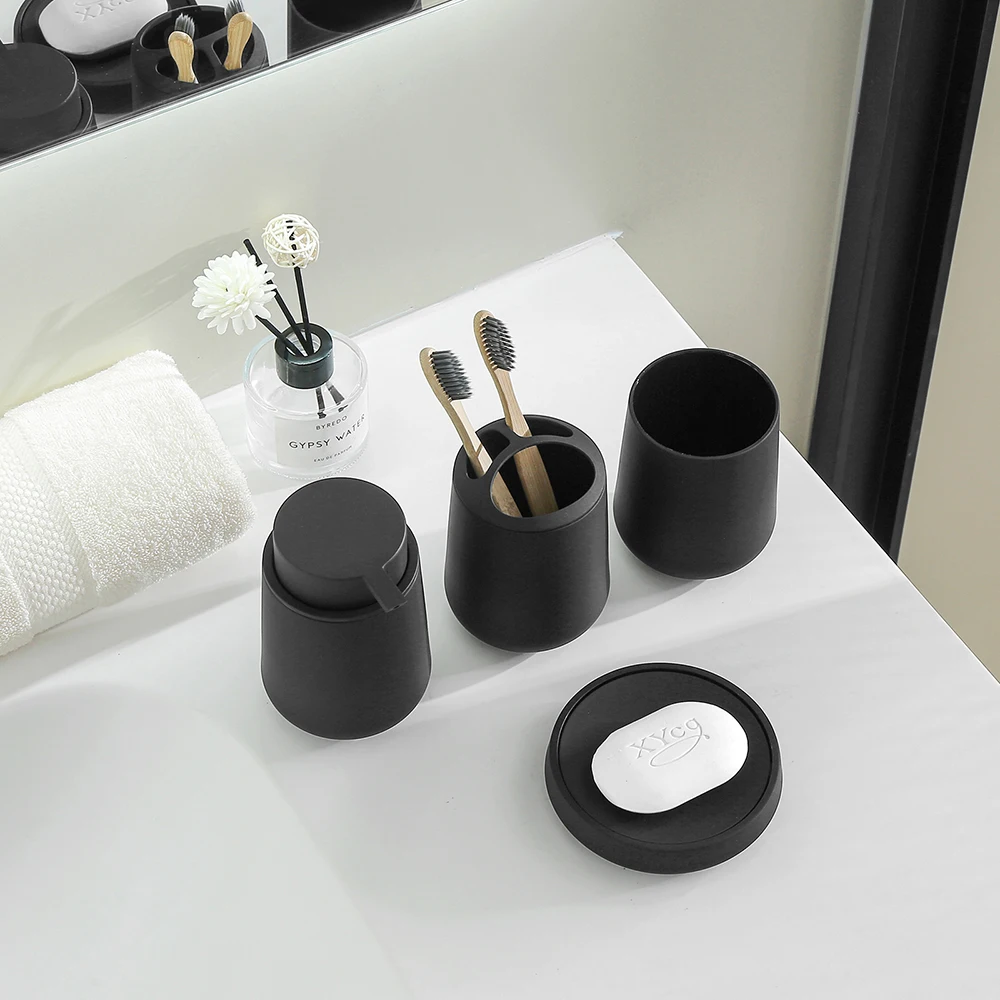 Soap Dispenser Bathroom Accessories Set 4pcs Bathroom Soap Dispenser Toothbrush Holder Cup Soap Dish