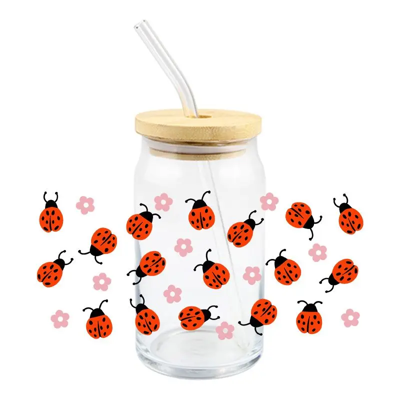 Ladybug UV DTF Wrap TransFer Stickers Finnny Cute Design DTF Wrap For16oz Glasses Cups Coolorful Decal 3d stickers cup wraps sticker cups uv dtf wrap transfer