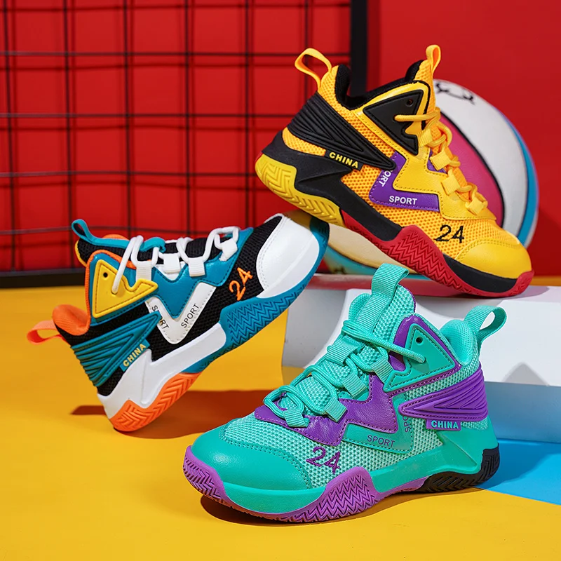 Children's Basketball Shoes Boys Girls Non-slip Sneakers Kids Ultralight Outdoor Gym Athletic Shoes Casual Basketball Trainers kids shoes red sneakers shadow sneakers