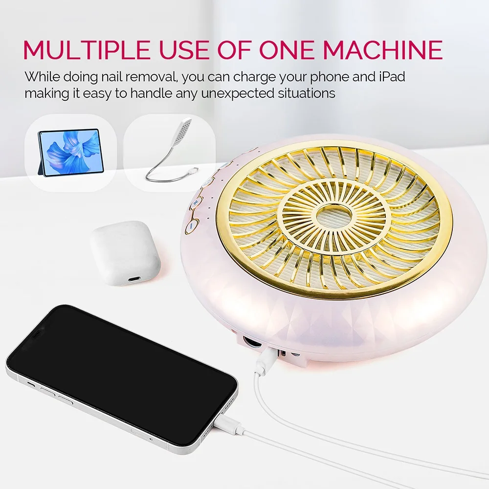 80W Powerful Suction Low Noise Brushless Nail Dust Collector Dust Extractor Nail Art Manicure Nail Vacuum Cleaner With 2 Filter