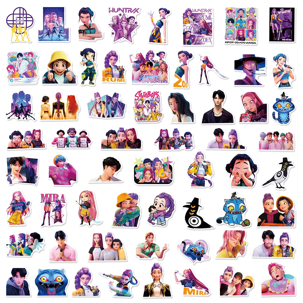 Anime KPop Demon Hunters Stickers DIY Stickers Scrapbooking Phone Luggage Skateboard Waterproof Decal 60Pcs