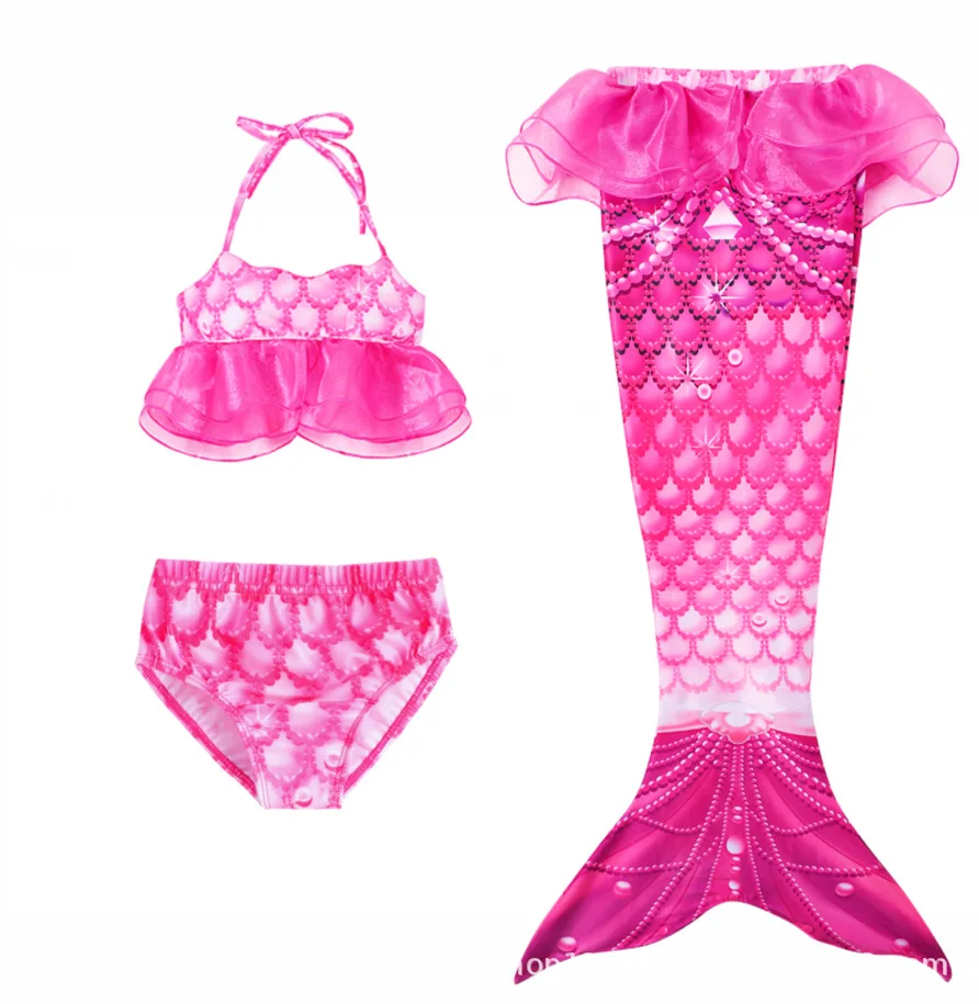 

2-10 years old mermaid swimsuit princess bikini three-piece beach hot spring suit