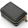 Women Wallet Zipper Short Style Purse Lychee Pattern Solid Color Fashion Large Capacity Multi Card Slot Coin Purse with Zipper 6