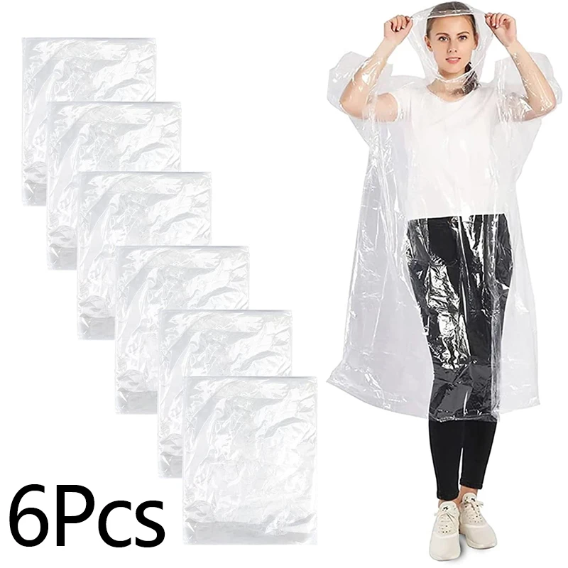 

Portable Disposable Raincoat Transparent Emergency Waterproof Rain Coat Travel Camping Rainwear Clothes Covers Hood Rain Poncho
