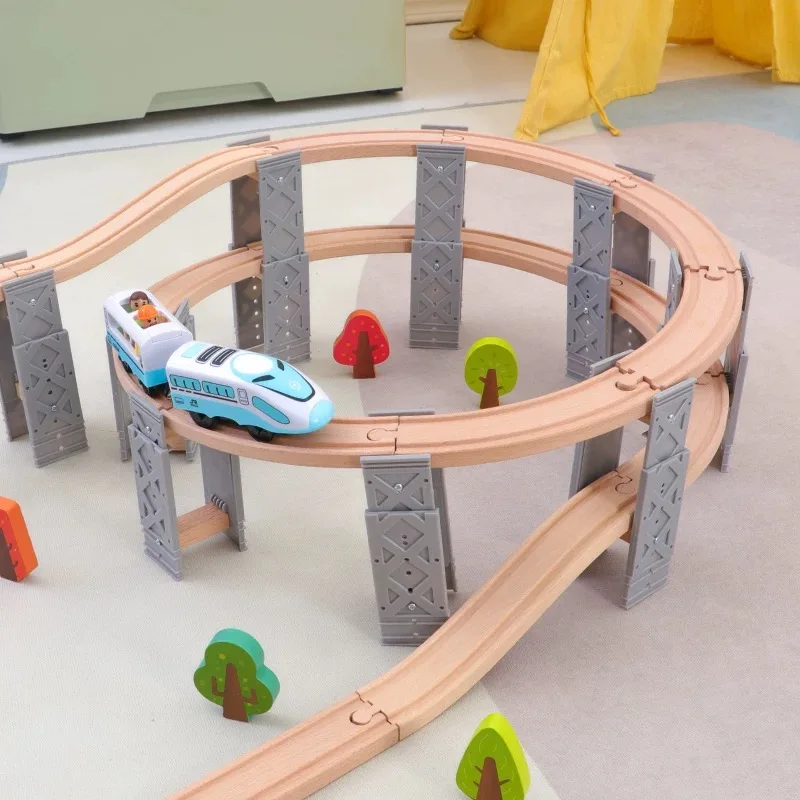 New Colorful Wooden Spiral Railway Tracks Circular Bridge Piers Spiral ...