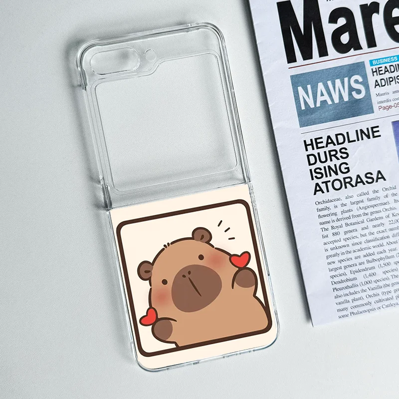 Cute Cartoon Capybara Clear Phone Case - Folding Cover Shell s