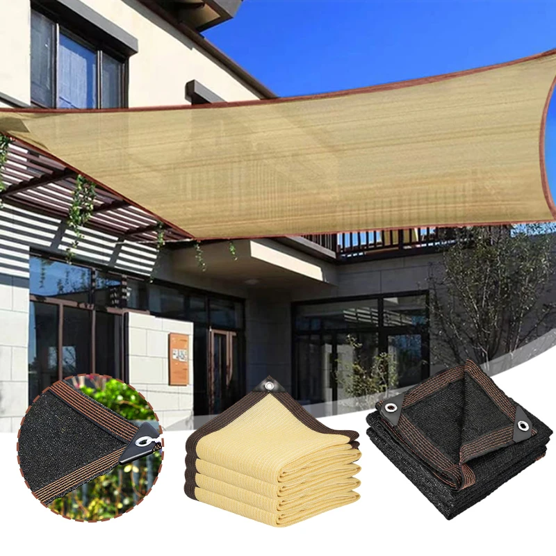 Outdoor Sunshade Net Anti-UV HDPE Canopy Patio Shade Cloth Garden Balcony Plant Sun Shade Mesh Cover Heat Insulation Shading Net