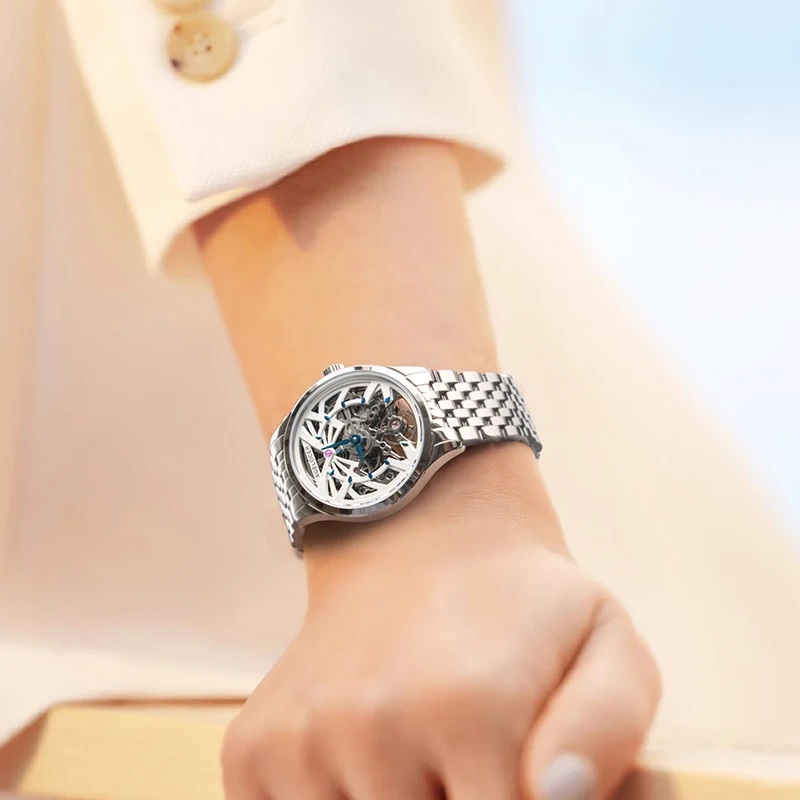 AGELOCER Original Schwarzwald Watch Women's Business Luxury Watch Skeleton Automatic Mechanical Watch Birthday Gift for Women 5