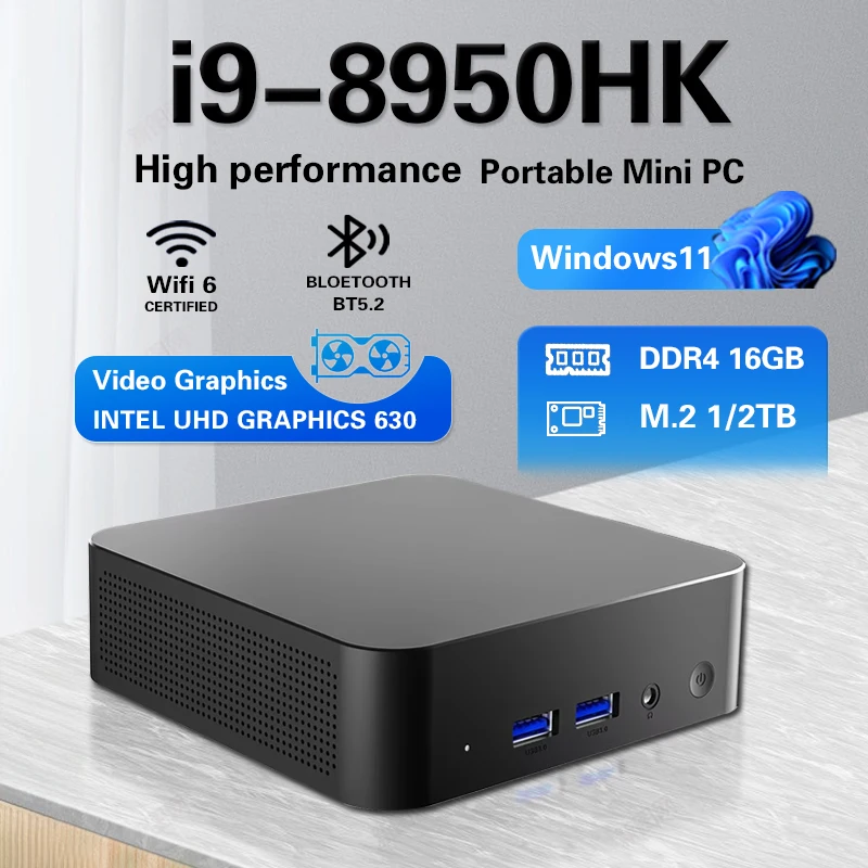 新品未使用ミニPC PC Core i9 8950hk 16GB 1TB Mini PC Windows 11 Intel Core i9 8950HK 16GB DDR4 512GB 1TB