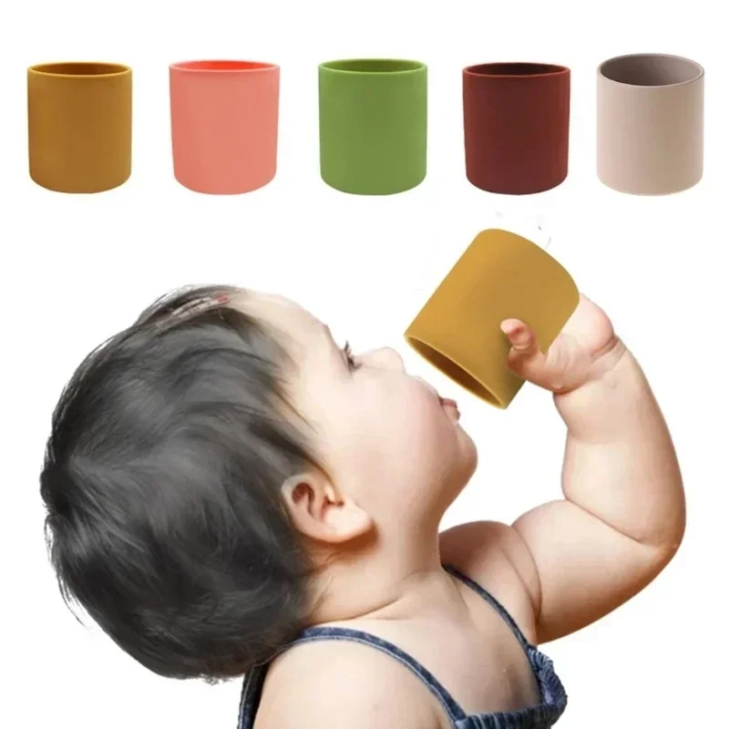 tea cup Kids Silicone Water Cups Baby Snack Cup Portable Outdoor Travel Children Cups Teacups Drinkware Food Grade Silicone BPA FREE
