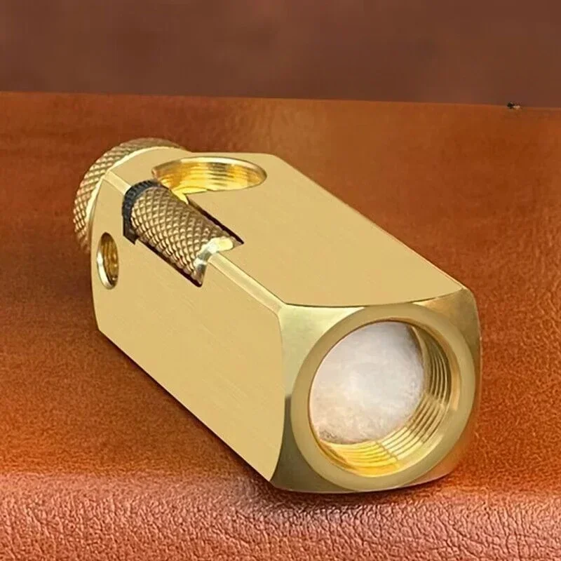Heavy Trench Handmade Brass Kerosene Lighter Flamido Side Pulley Ignition Special-shaped Lighter Retro Collectible 5