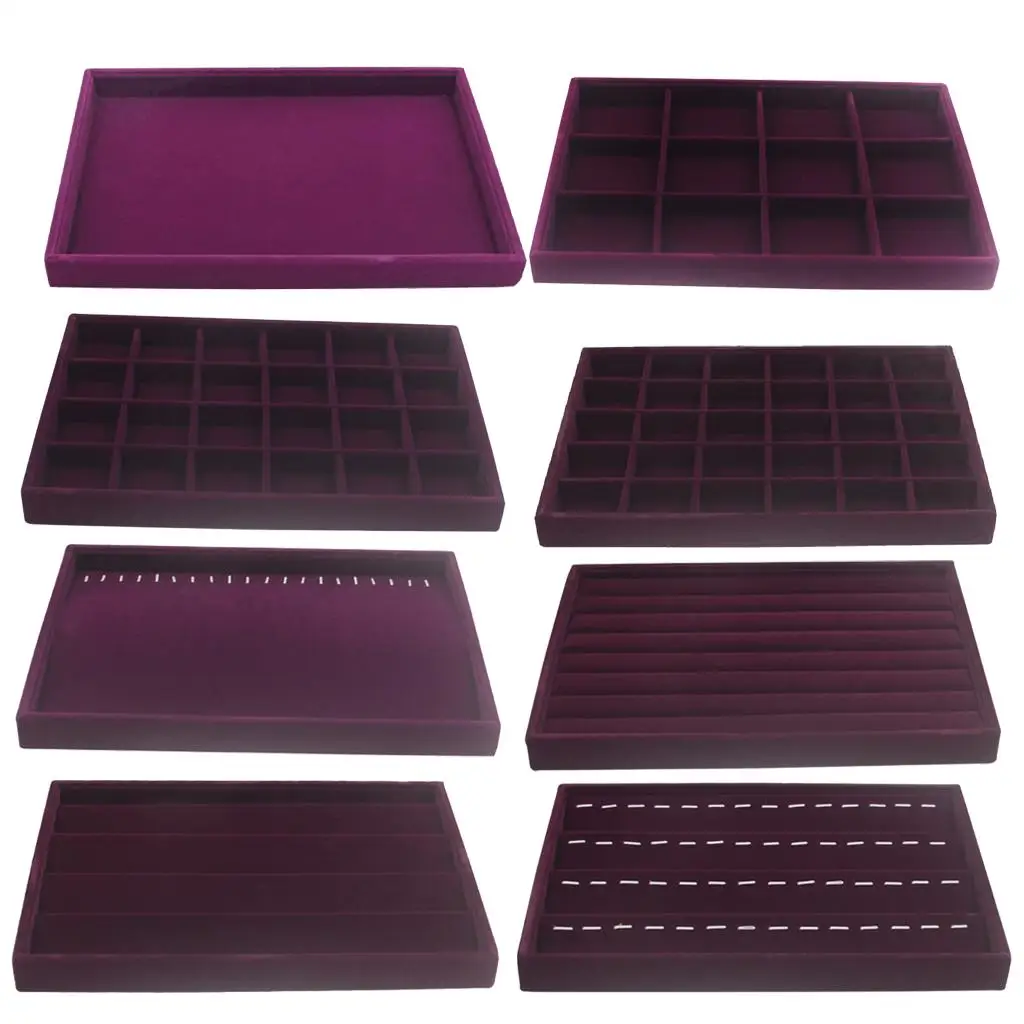 Elegant Velvet Jewelry Storage Tray for Necklaces, Bracelets, and Rings - 35 x 24 x 3cm