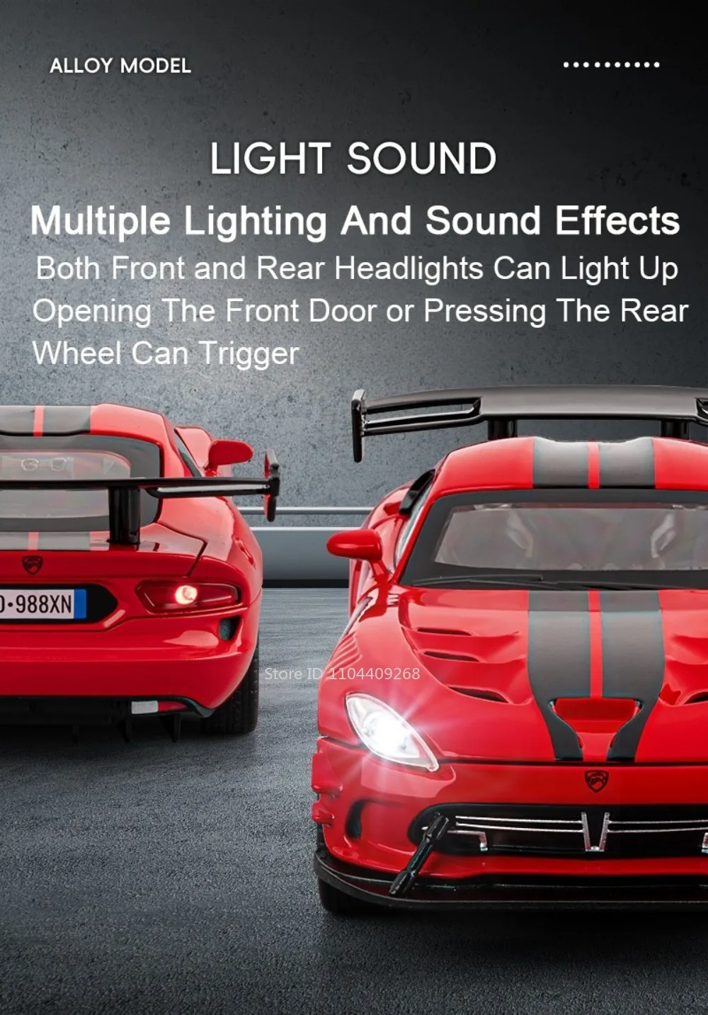 1:32 Firebird Viper Automodell Spielzeug Sound Licht Zurückziehen Fahrzeugtüren Geöffnete Legierung Druckgussmodelle Kinder Sammlerornamente – Detail 14