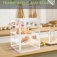 Armoire de boulangerie à 4 niveaux réglable et détachable pour différentes tailles de marchandises au four, vitrine de pain en acrylique hautement transparente 3