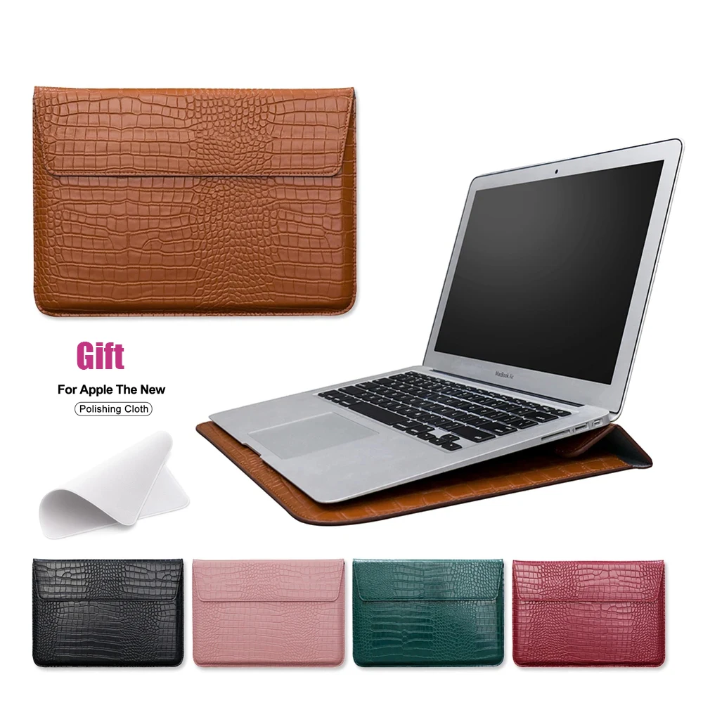 Custodia Per Laptop Per Macbook Air 13 11 Pro 13 14 15 16 Retina Unisex Line Cover Busta Fundas Leather Crocodile Skin Pattern