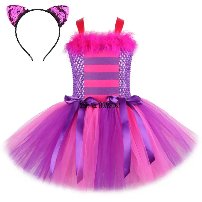 exégesis derivación traje Disfraz de gato de Cheshire Alicia en el país de las maravillas para niñas,  vestido de tutú para niños, vestido de tul púrpura, disfraz de fiesta de  dibujos animados para Halloween, Cosplay - AliExpress