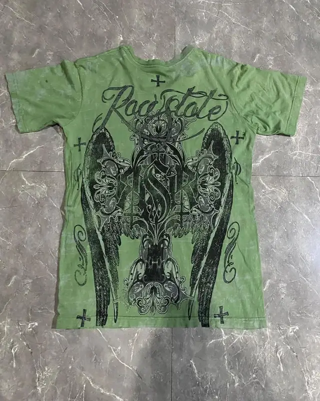 European and American men's summer Gothic angel wing skull print soft and breathable round neck T-shirt outdoor street top - Image 7
