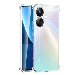 Shockproof Transparent Silicone Soft Case with Airbag Corners - Clear TPU Original Cover for Realme 10S (Clear)