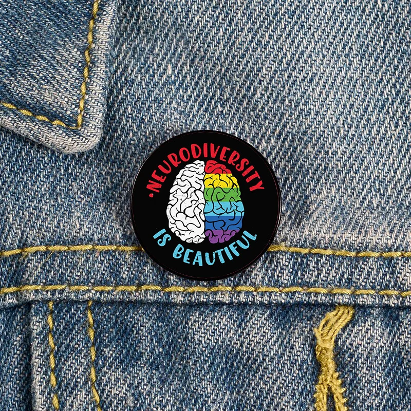

Neurodiversity Brain Pin Custom cute Brooches Shirt Lapel teacher tote Bag backpacks Badge Cartoon gift brooches pins for women